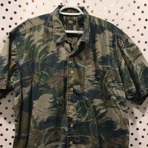 Route 66 Button Down Shirt with Tropical Pattern